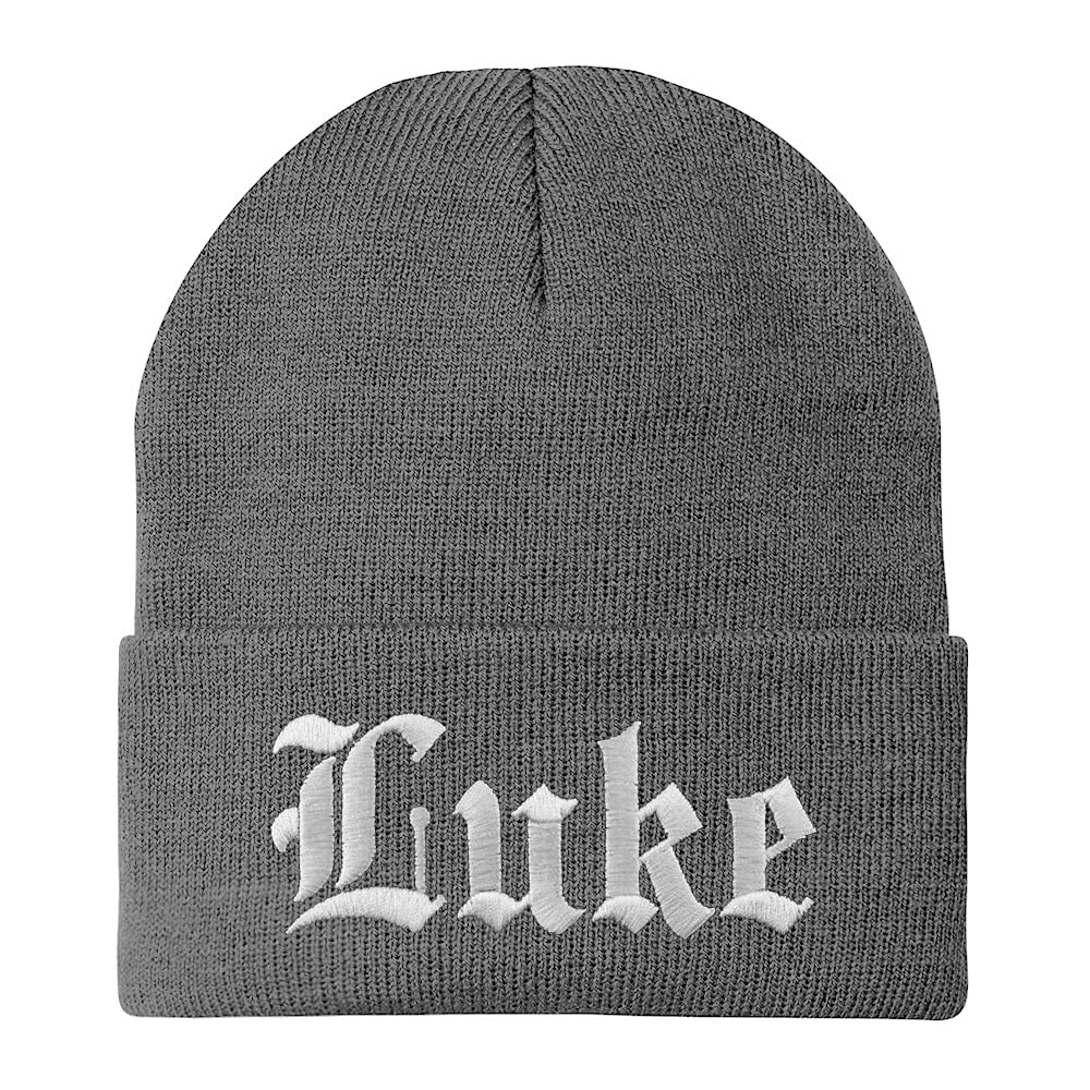 Trendy Apparel Shop Luke Old English Embroidered Long Cuff Beanie