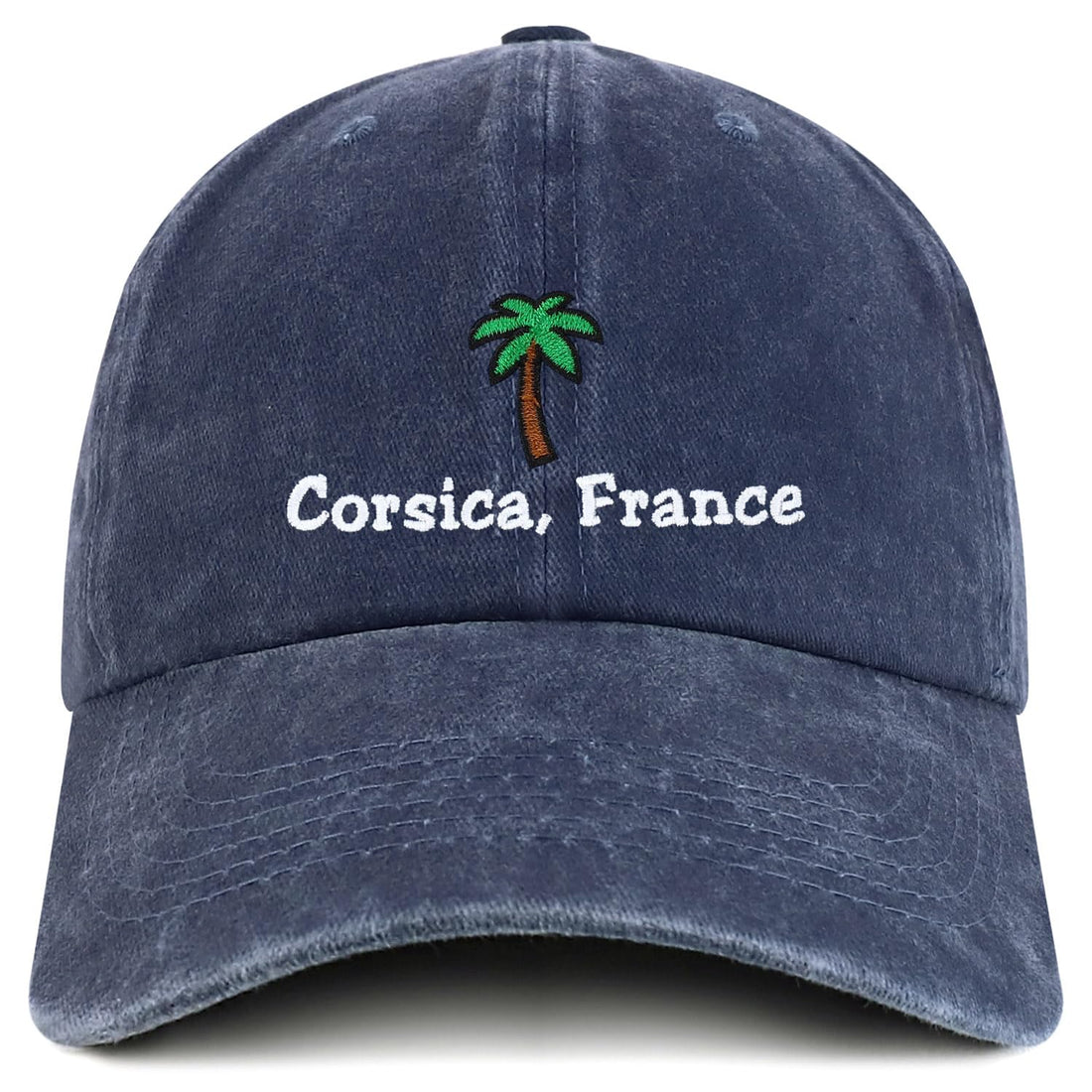 Trendy Apparel Shop Corsica France with Palm Tree Embroidered Pigment Dyed Cotton Baseball Cap