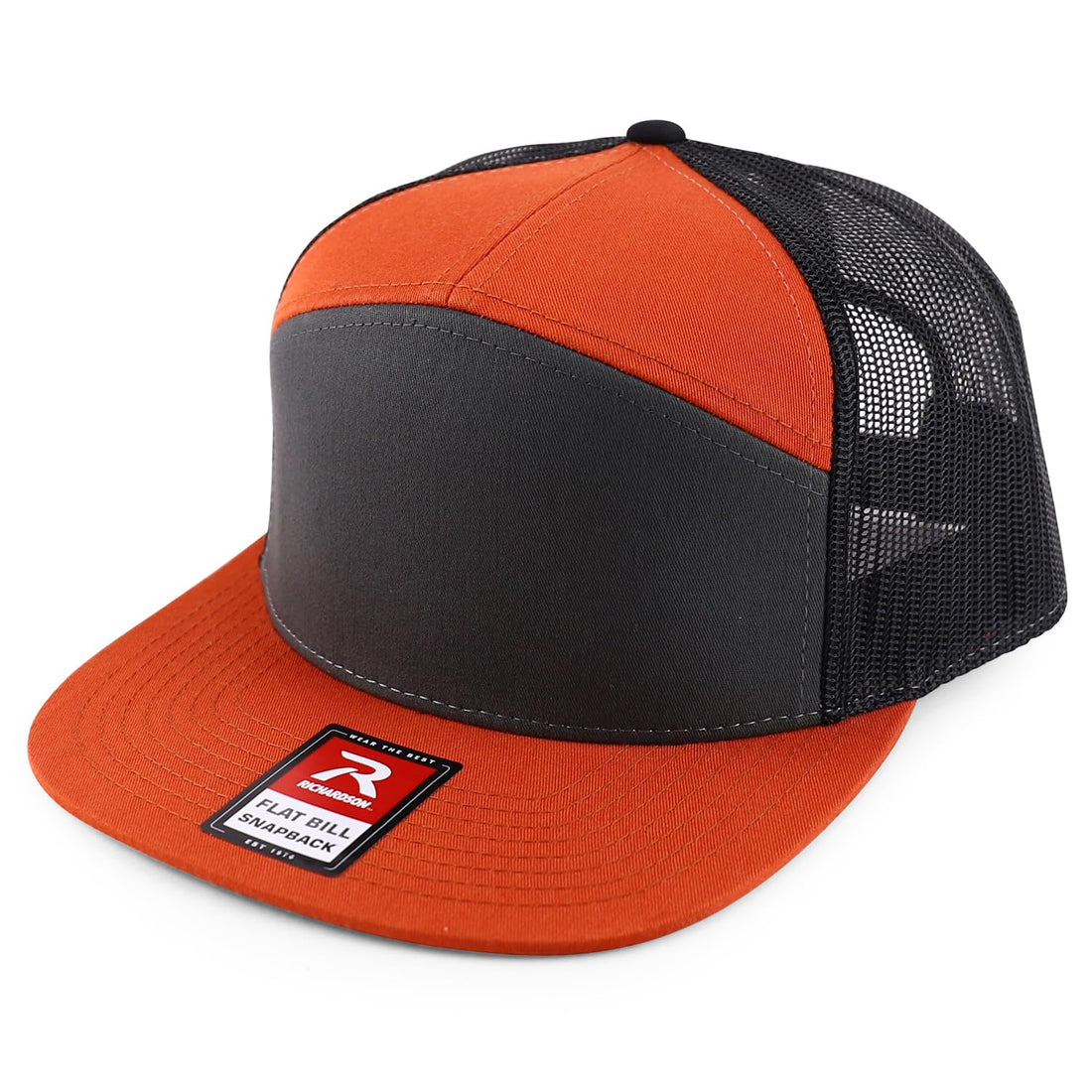 Trendy Apparel Shop Structured High Profile 7 Panel Flat Bill Mesh Back Snapback Cap