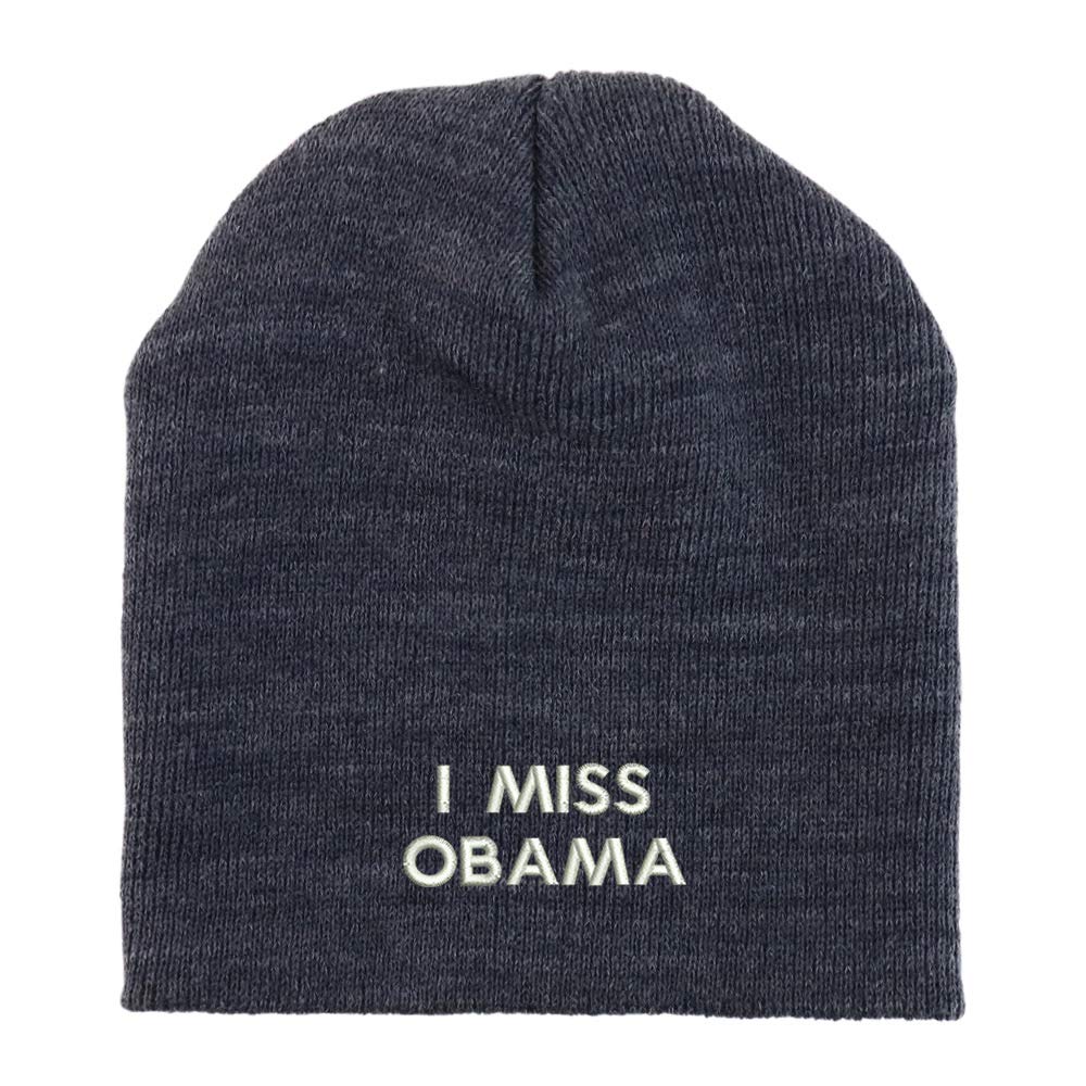 Trendy Apparel Shop I Miss Obama Embroidered Made in USA Short Acrylic Knit Winter Beanie Hat