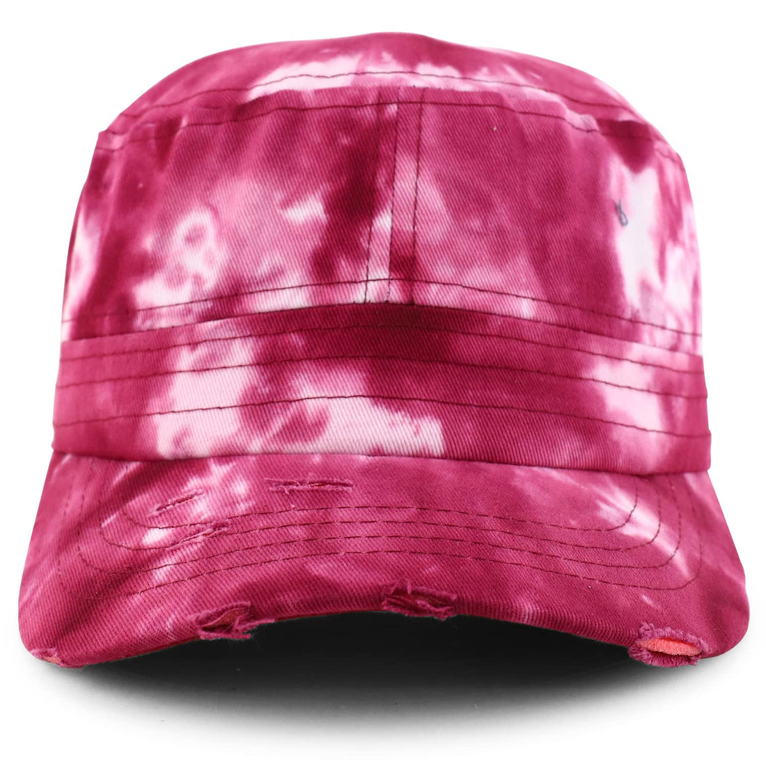 Trendy Apparel Shop Plain 100% Cotton Tie Dye Fabric Patterned Flat Top Army Baseball Cap