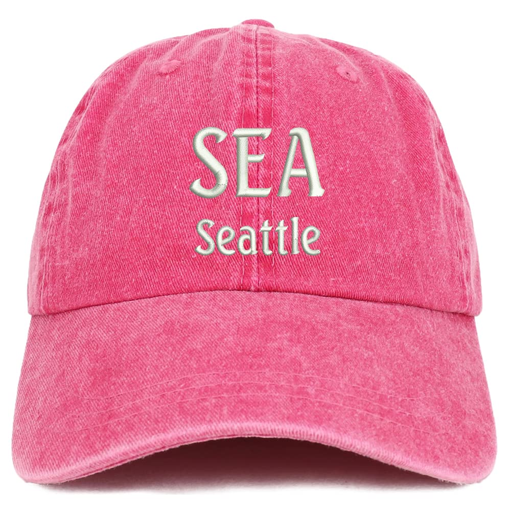 Trendy Apparel Shop SEA Seattle Embroidered Pigment Dyed Washed Baseball Cap