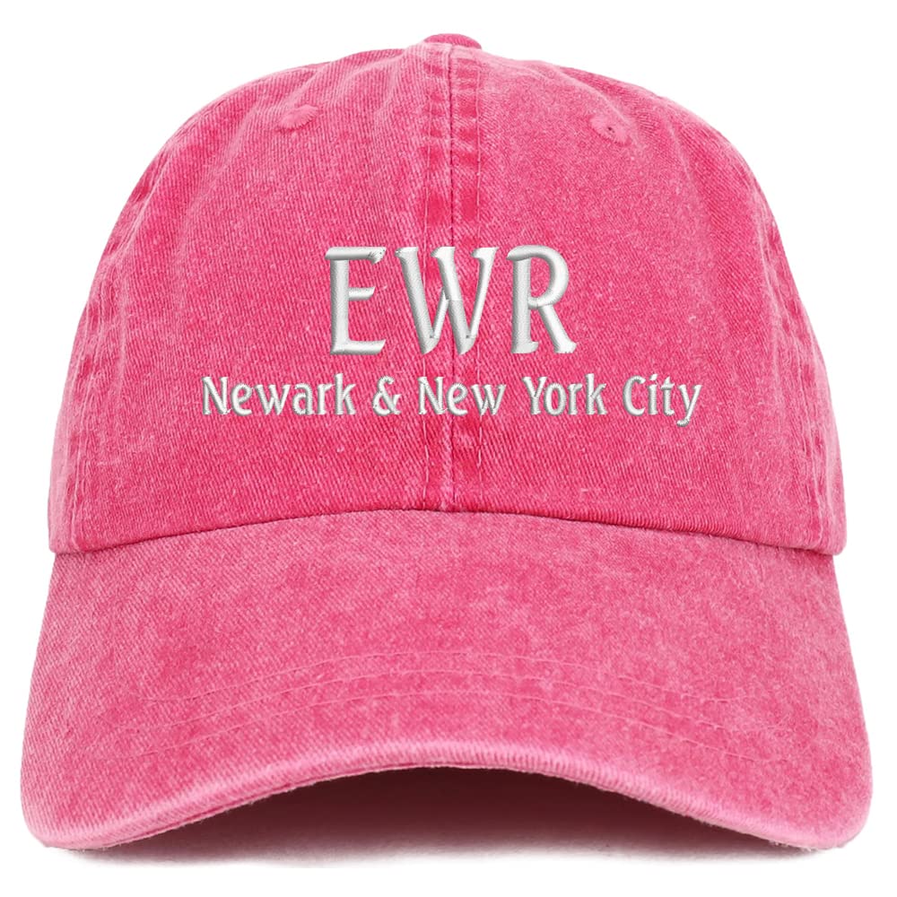 Trendy Apparel Shop EWR Newark and New York City Embroidered Pigment Dyed Washed Baseball Cap