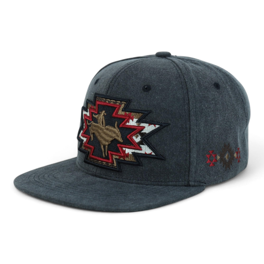 Trendy Apparel Shop Rodeo Design Embroidered Washed Cotton Flat Bill Snapback Cap
