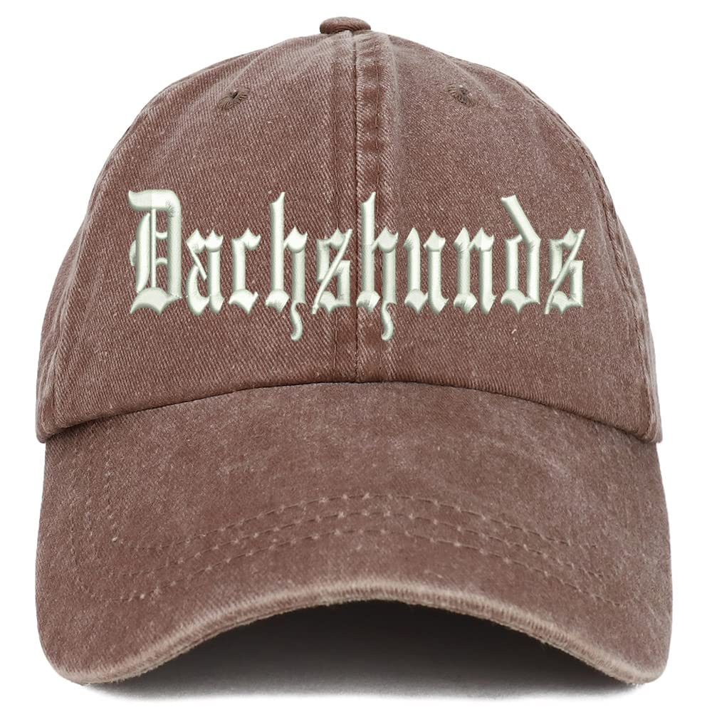 Trendy Apparel Shop Old English Dachshunds Washed Pigment Dyed Baseball Cap