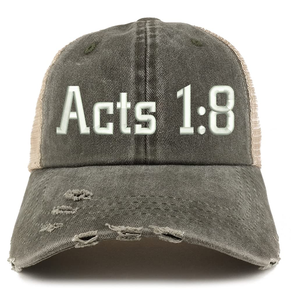 Trendy Apparel Shop Acts 1:8 Frayed Bill Trucker Mesh Back Cap