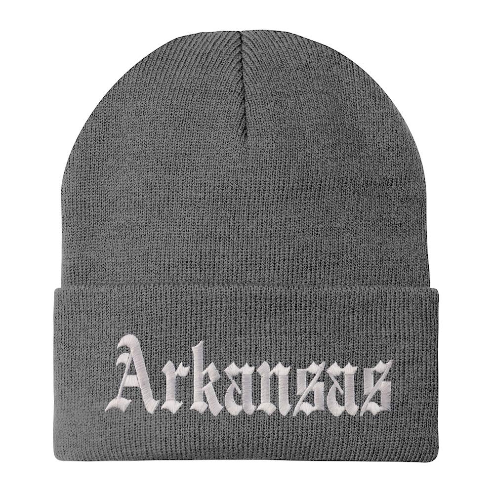 Trendy Apparel Shop Arkansas State Old English Embroidered Long Cuff Beanie