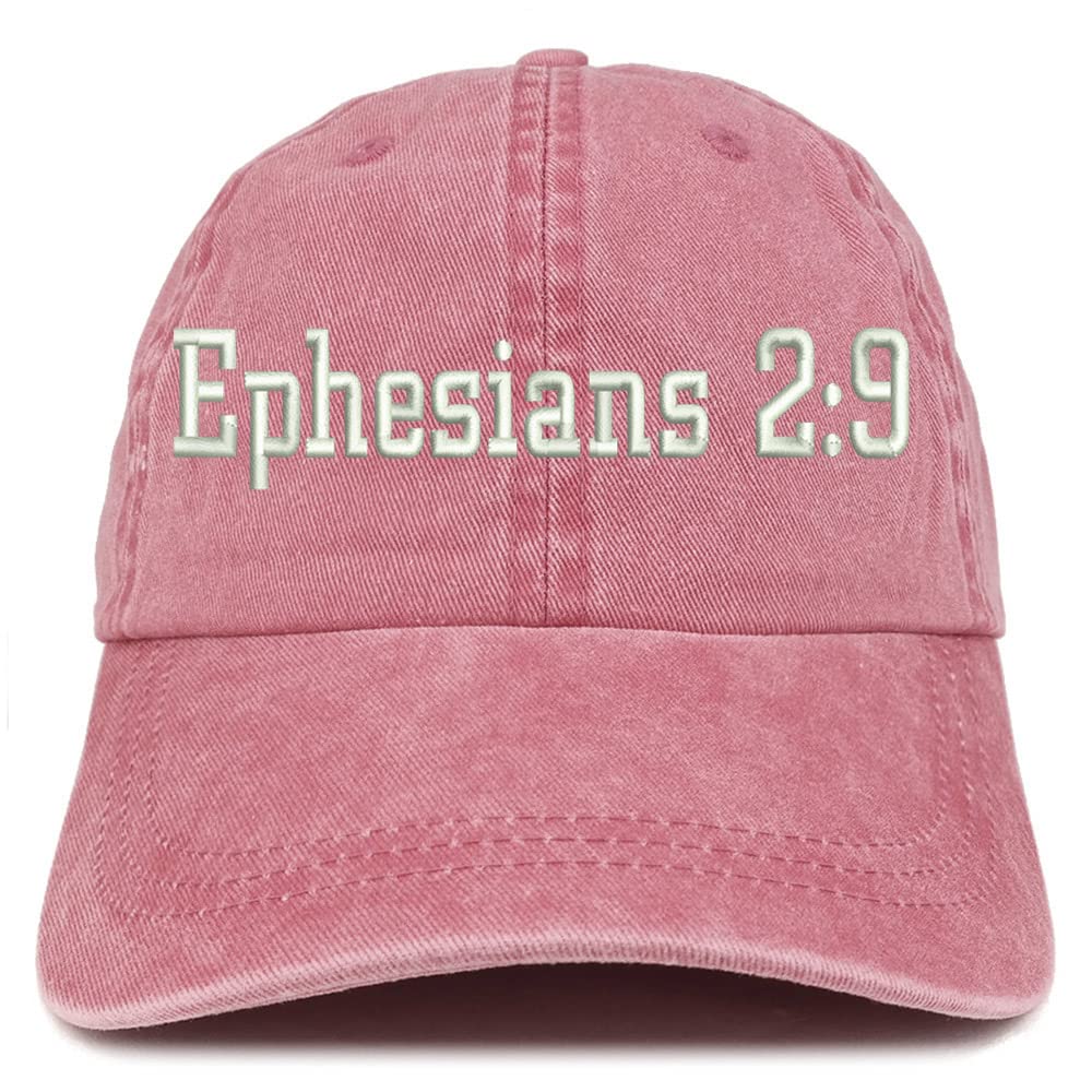 Trendy Apparel Shop Ephesians 2:9 Washed Pigment Dyed Baseball Cap