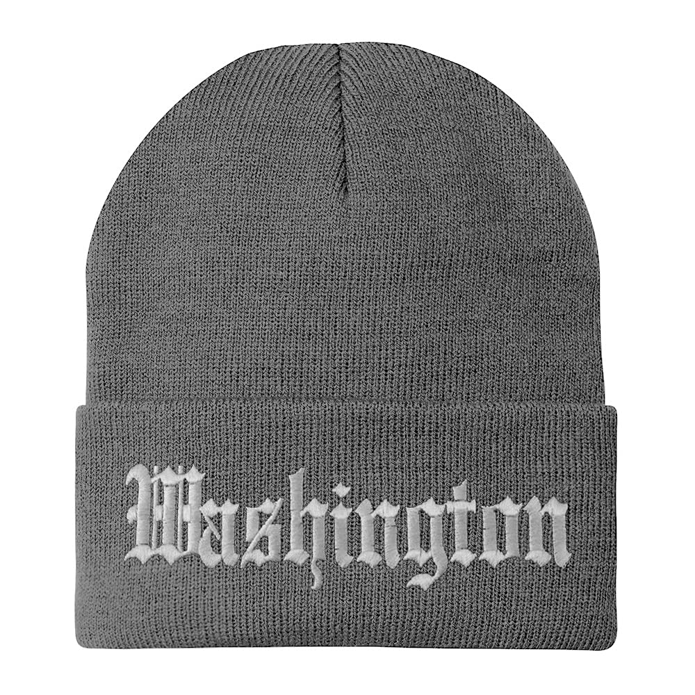 Trendy Apparel Shop Washington Old English Embroidered Long Cuff Beanie