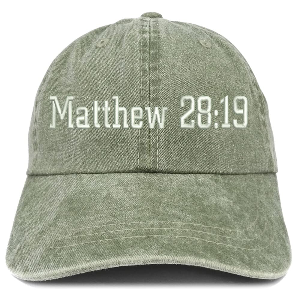 Trendy Apparel Shop Matthew 28:19 Washed Pigment Dyed Baseball Cap