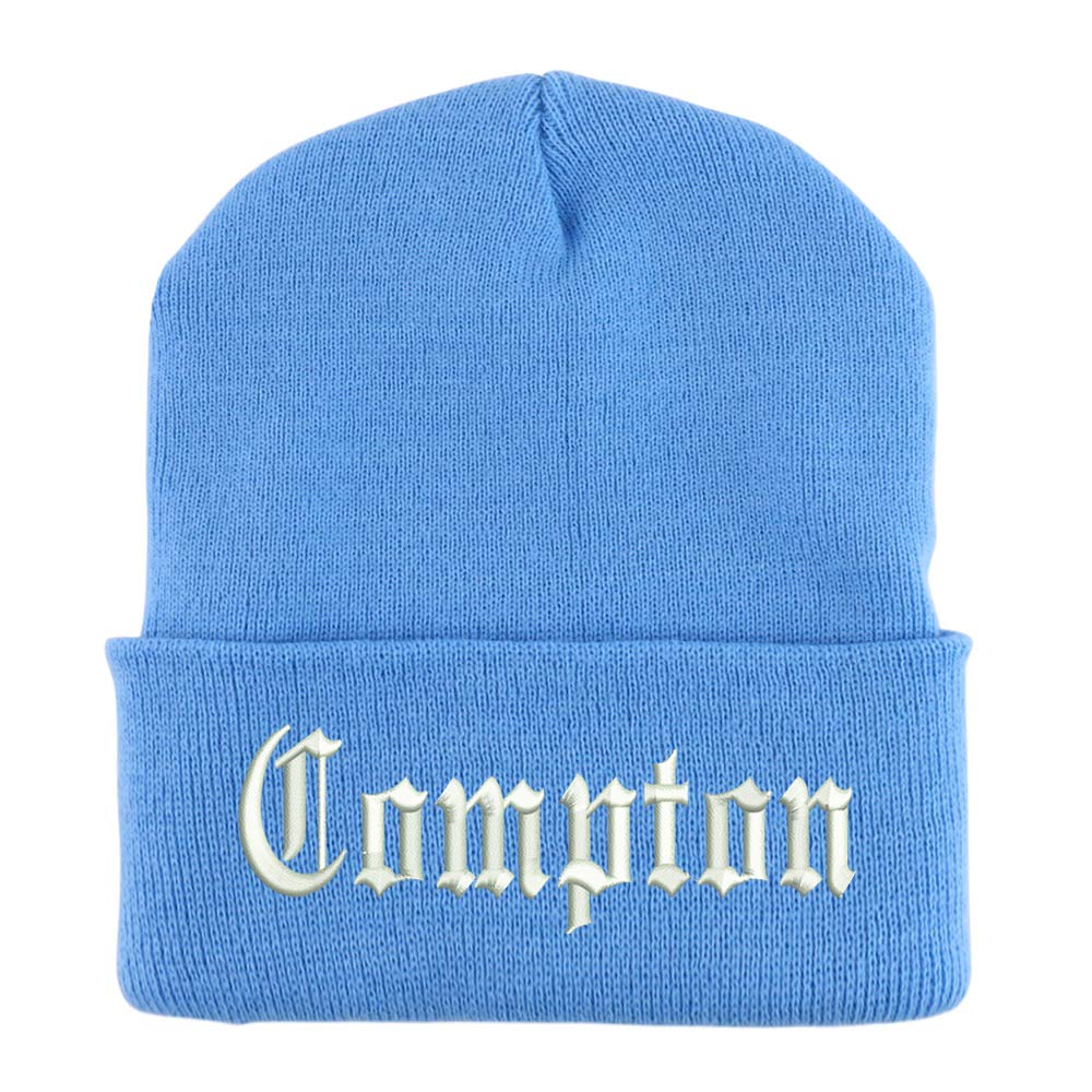 Trendy Apparel Shop Compton Old English Embroidered Made in USA Cuff Folded Acylic Knit Winter Beanie Hat