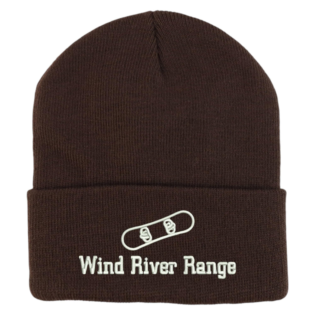 Trendy Apparel Shop Wind River Range Snowboard Logo Embroidered Long Cuff Beanie