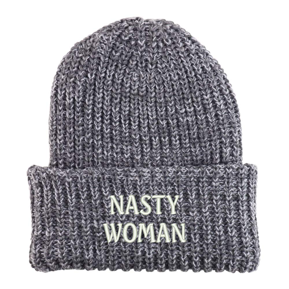 Trendy Apparel Shop Nasty Woman Long Cuffed Thick Ribbed Knit Beanie