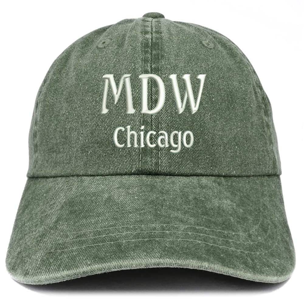 Trendy Apparel Shop MDW Chicago Embroidered Pigment Dyed Washed Baseball Cap