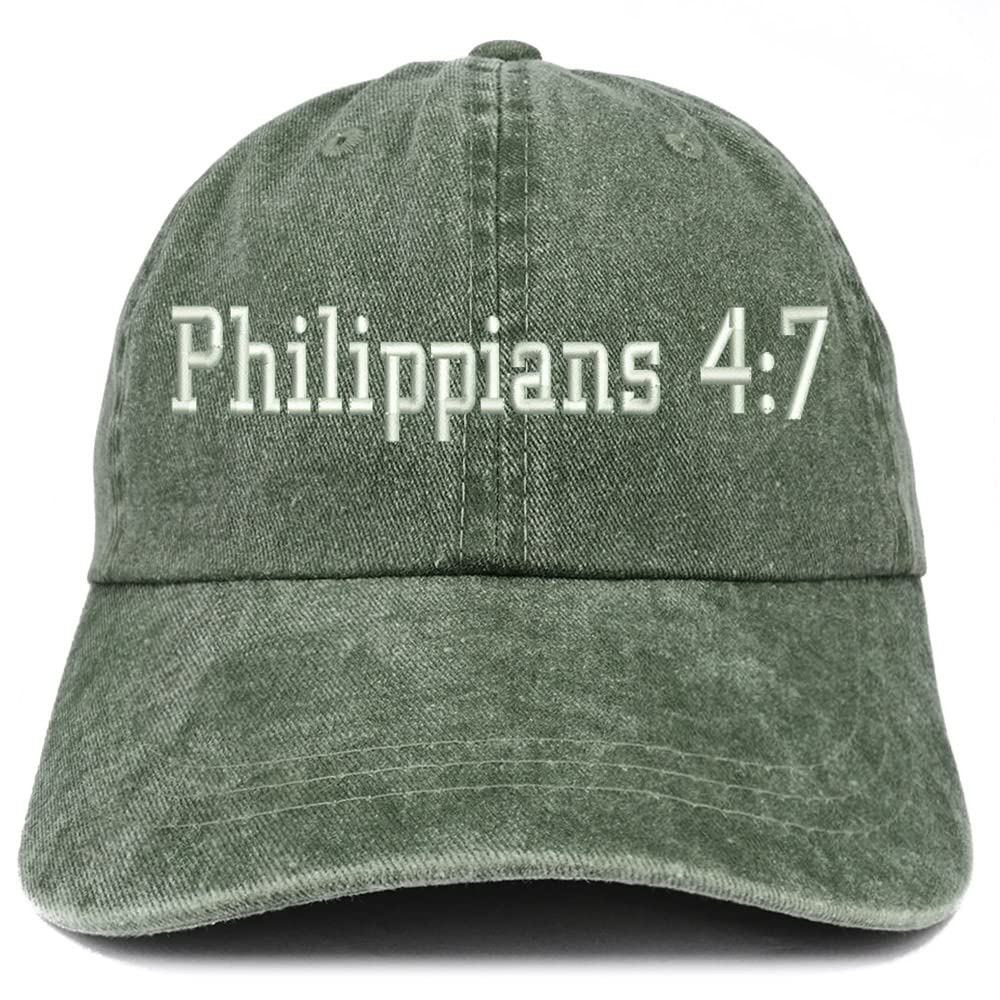 Trendy Apparel Shop Philippians 4:7 Washed Pigment Dyed Baseball Cap