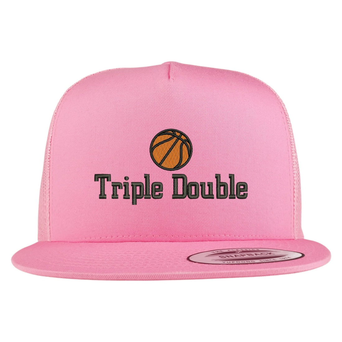 Trendy Apparel Shop Basketball Triple Double Embroidered 5 Panel Flatbill Trucker Mesh Cap