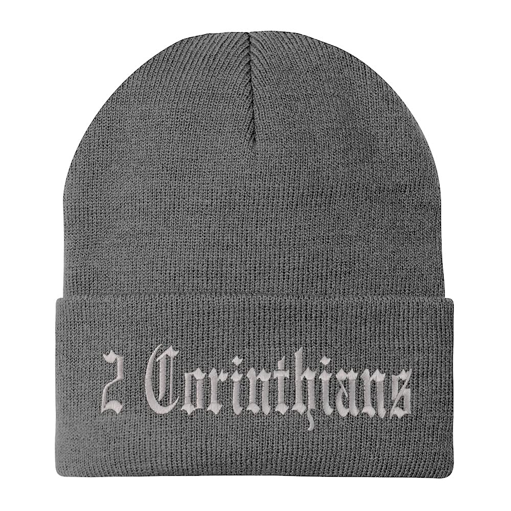 Trendy Apparel Shop 2 Corinthians Old English Embroidered Long Cuff Beanie