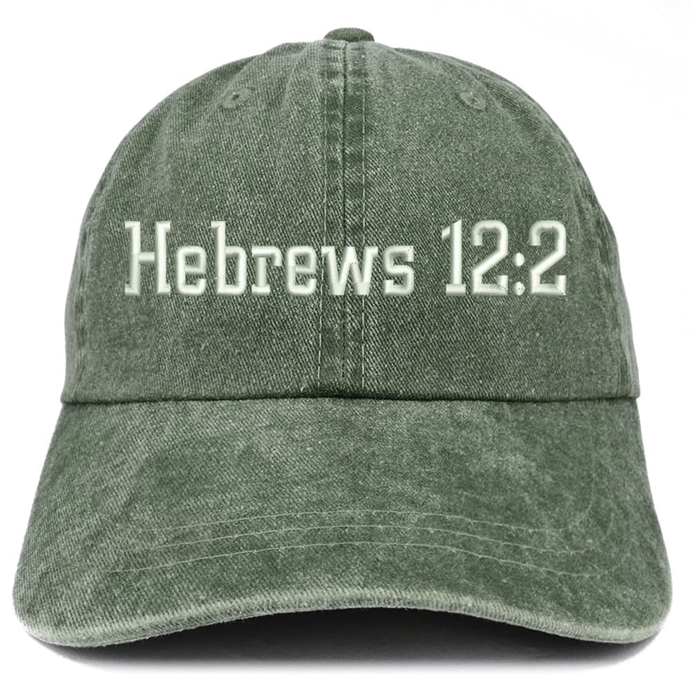 Trendy Apparel Shop Hebrews 12:2 Washed Pigment Dyed Baseball Cap
