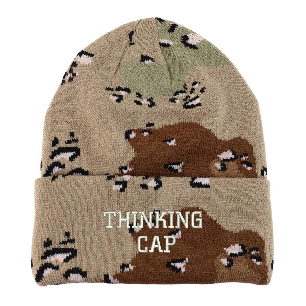 Trendy Apparel Shop Thinking Cap Embroidered Made in USA Camo Beanie