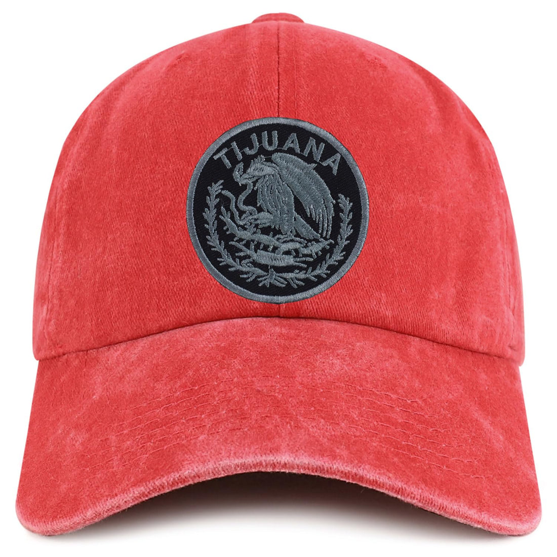 Trendy Apparel Shop Tijuana Mexico Charcoal Embroidered Patch Pigment Dyed Washed Baseball Cap