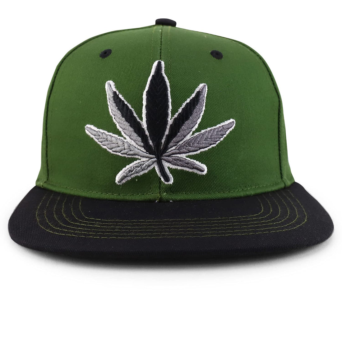 Trendy Apparel Shop Large Marijuana Leaf Flatbill Snapback Baseball Cap