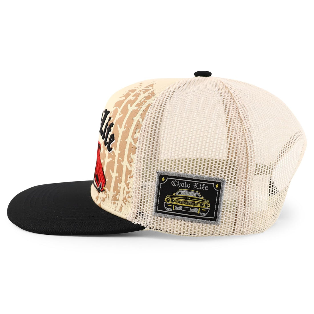 Trendy Apparel Shop 6 Panel Cholo Life 3D Embroidered Flatbill Mesh Back Cap