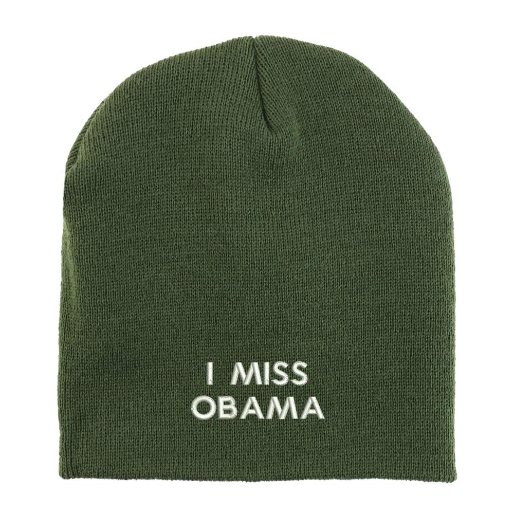 Trendy Apparel Shop I Miss Obama Embroidered Made in USA Short Acrylic Knit Winter Beanie Hat