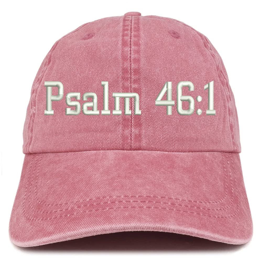 Trendy Apparel Shop Psalm 46:1 Washed Pigment Dyed Baseball Cap