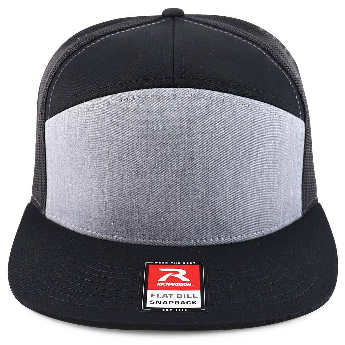 Trendy Apparel Shop Structured High Profile 7 Panel Flat Bill Mesh Back Snapback Cap