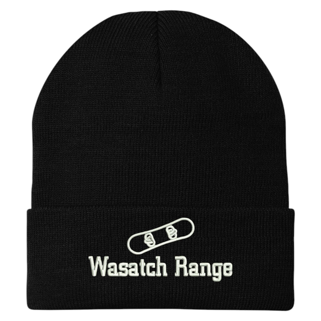 Trendy Apparel Shop Wasatch Range Snowboard Logo Embroidered Long Cuff Beanie