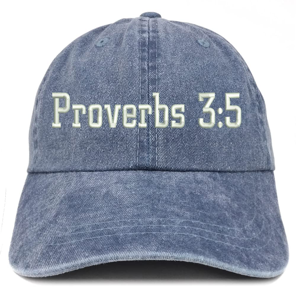 Trendy Apparel Shop Proverbs 3:5 Washed Pigment Dyed Baseball Cap