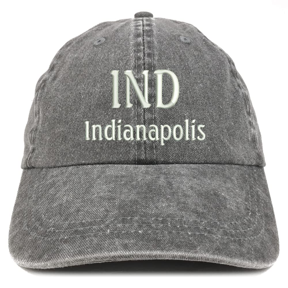 Trendy Apparel Shop IND Indianapolis Embroidered Pigment Dyed Washed Baseball Cap