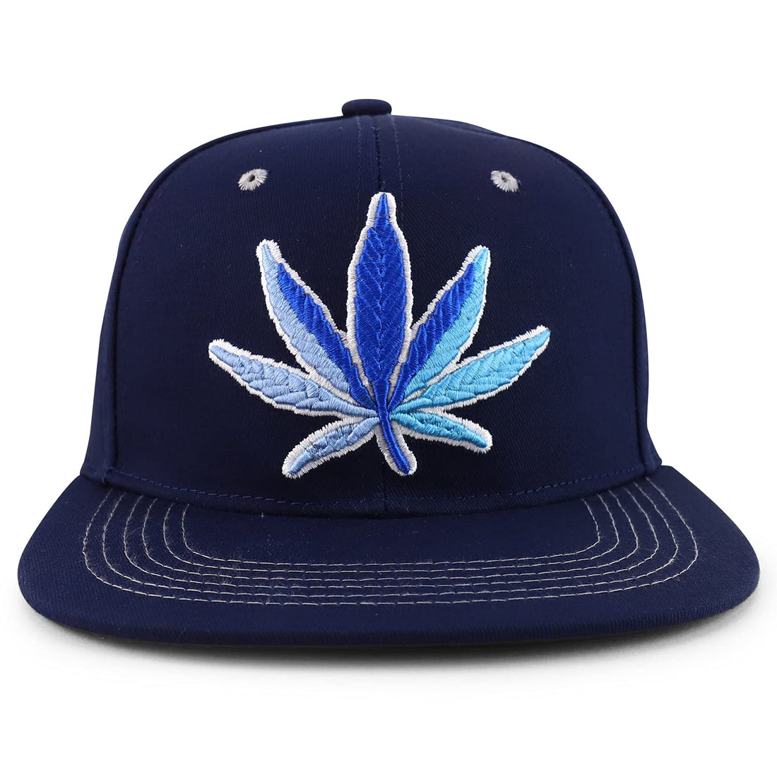 Trendy Apparel Shop Large Marijuana Leaf Flatbill Snapback Baseball Cap