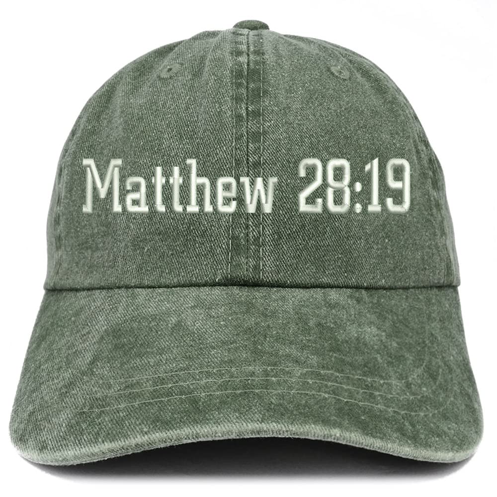 Trendy Apparel Shop Matthew 28:19 Washed Pigment Dyed Baseball Cap