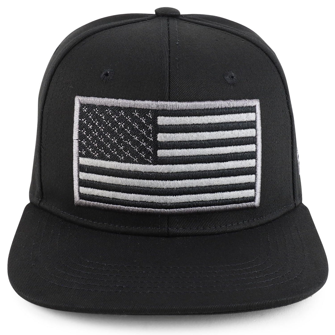 Trendy Apparel Shop Oversized USA Flag Embroidered Structured Flatbill Snapback Cap