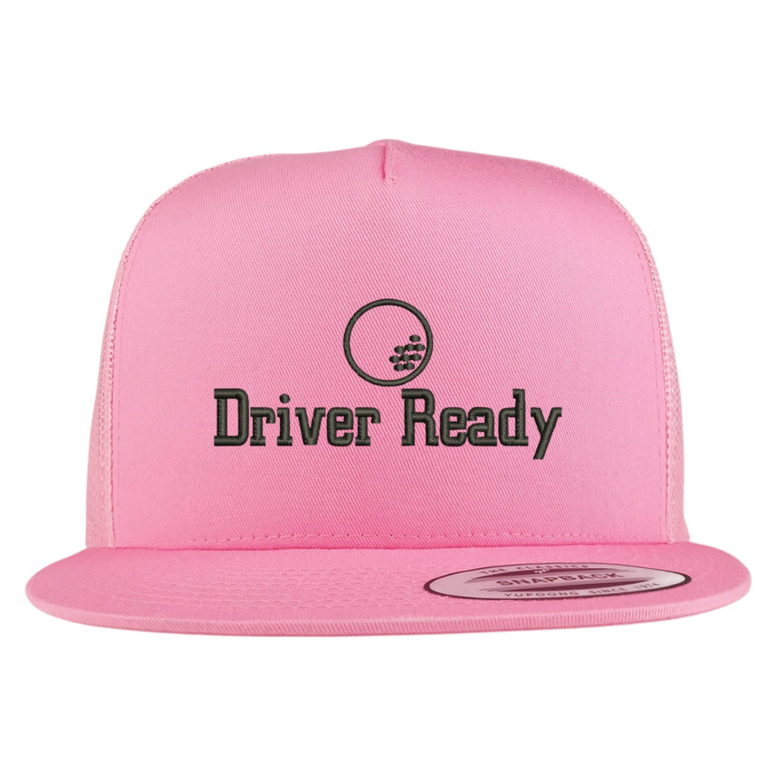Trendy Apparel Shop Golf Driver Ready Embroidered 5 Panel Flatbill Trucker Mesh Cap