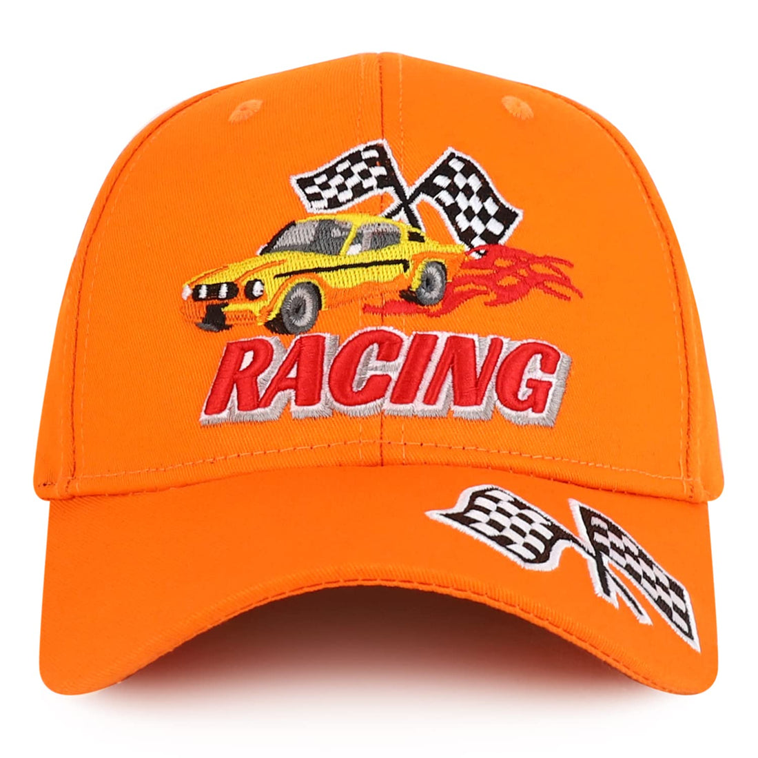 Trendy Apparel Shop Racing 3D Embroidered Flame Car Race Flag Baseball Cap