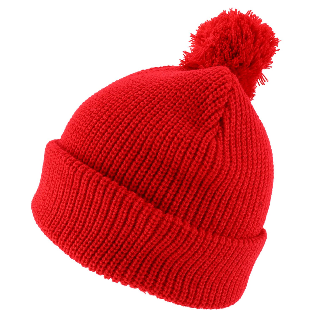 Trendy Apparel Shop XXL Oversized Solid Pom Pom Winter Ribbed Cuffed Beanie