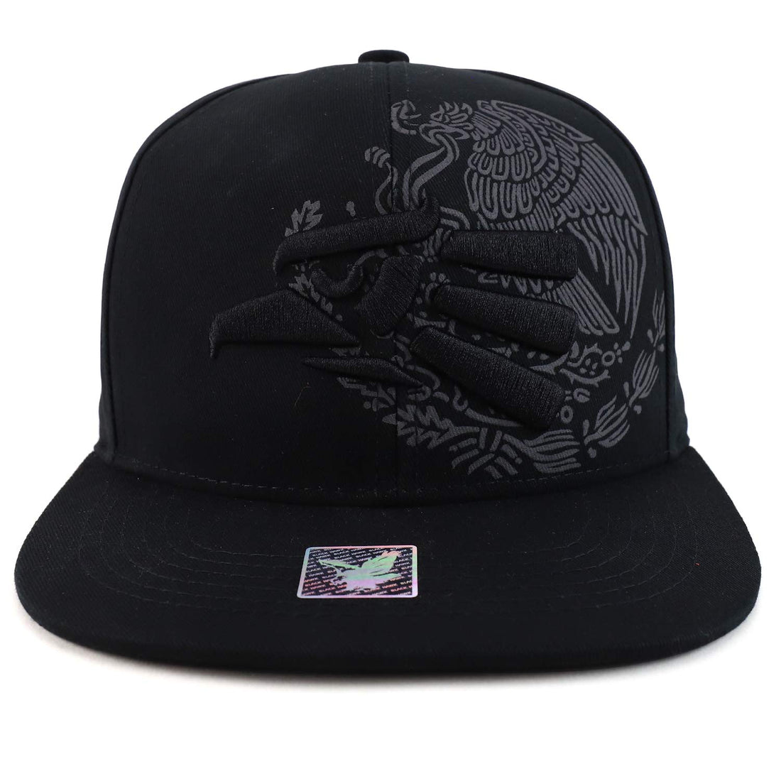 Trendy Apparel Shop 3D Hecho En Mexico Eagle Embroidered Flatbill Snapback Cap - Black