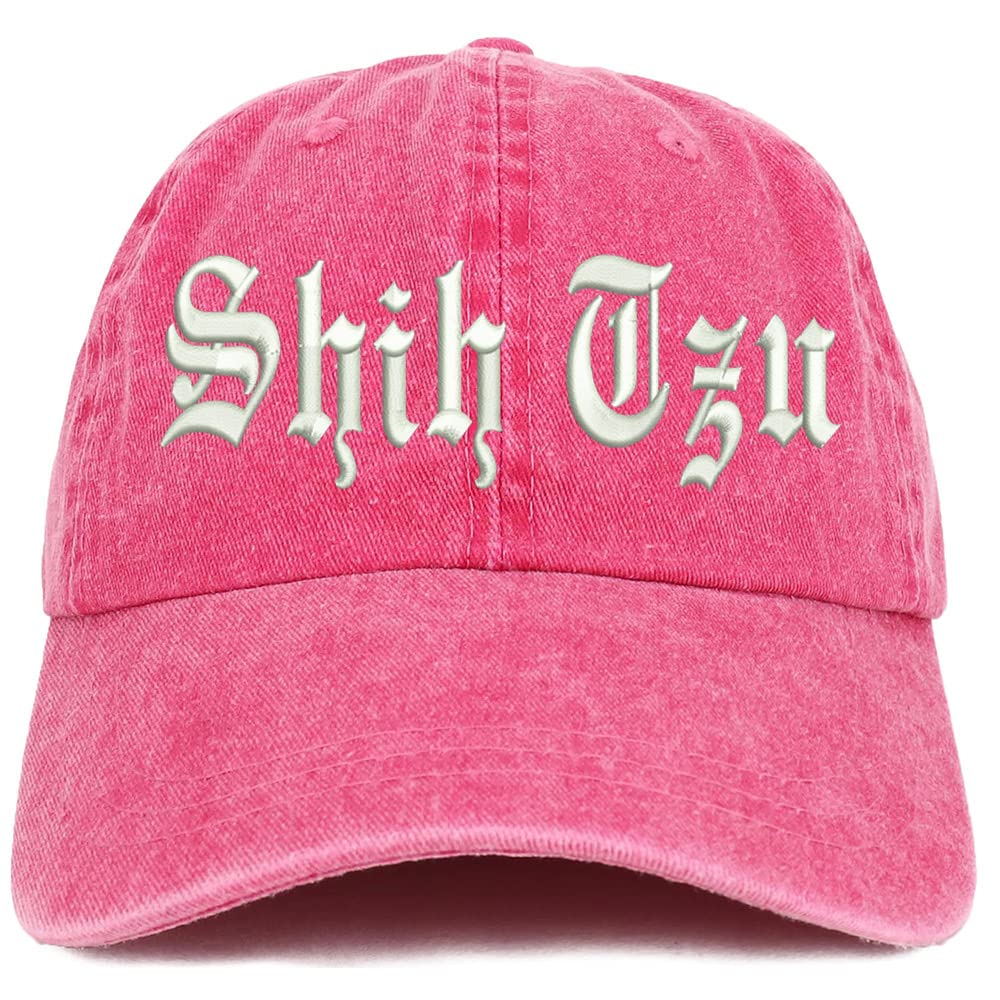 Trendy Apparel Shop Old English Shih Tzu Washed Pigment Dyed Baseball Cap