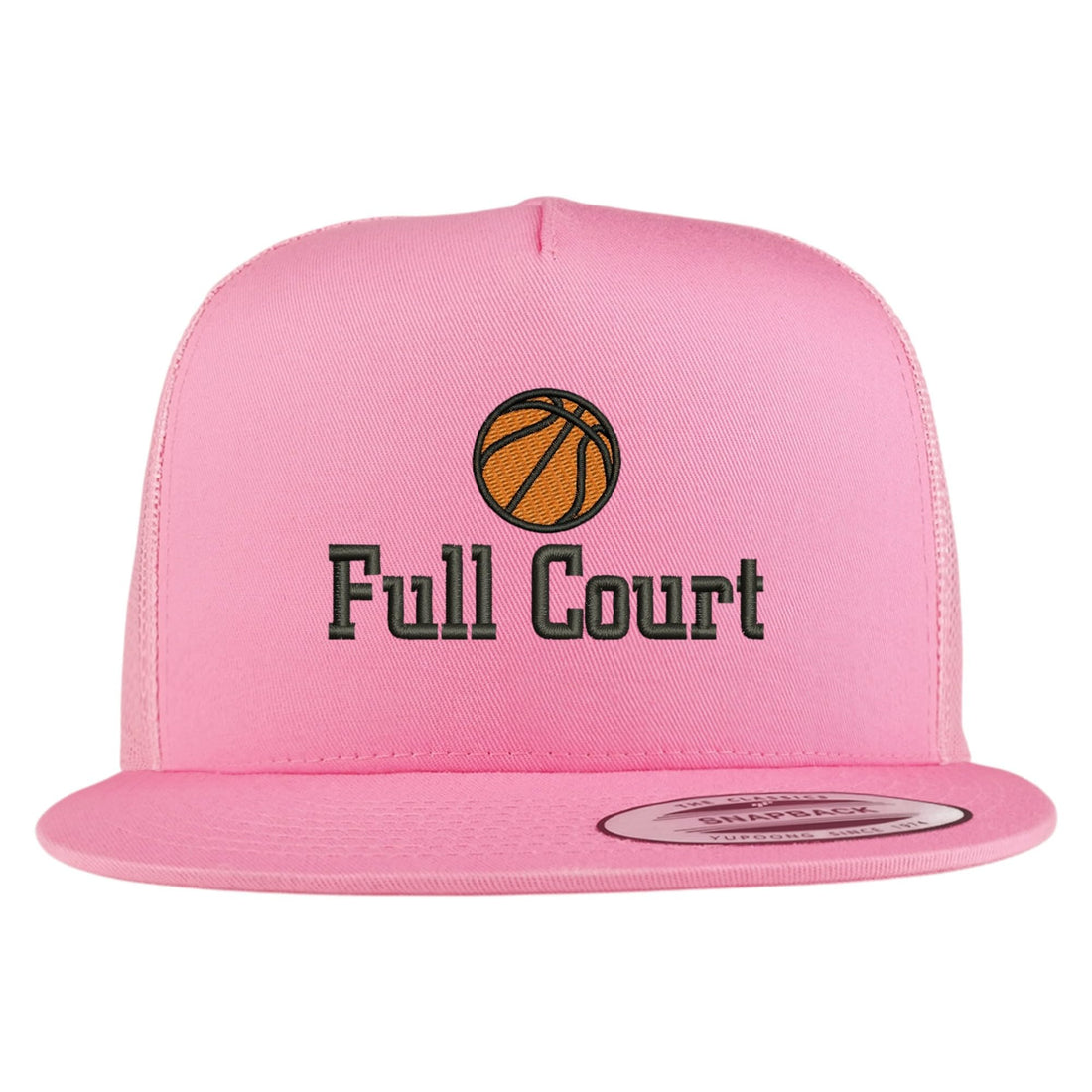 Trendy Apparel Shop Basketball Full Court Embroidered 5 Panel Flatbill Trucker Mesh Cap