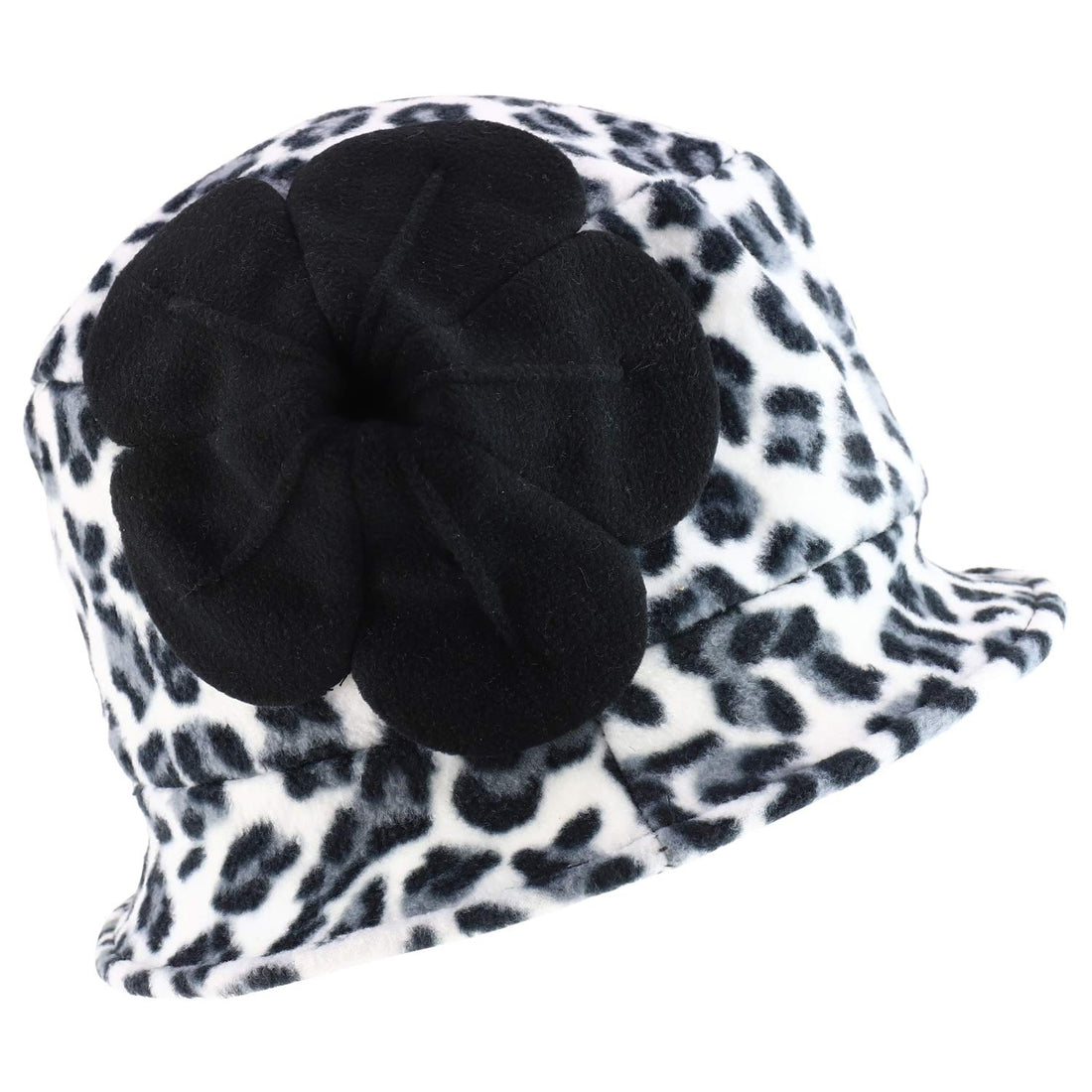 Trendy Apparel Shop Women's Cheetah Designed Polar Fleece Flower Bucket Hat