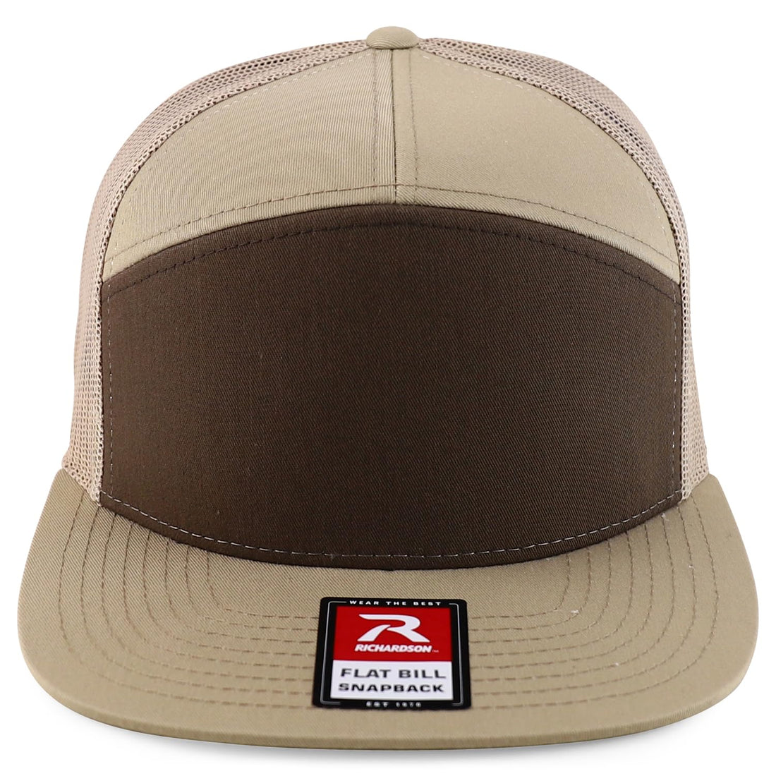 Trendy Apparel Shop Structured High Profile 7 Panel Flat Bill Mesh Back Snapback Cap