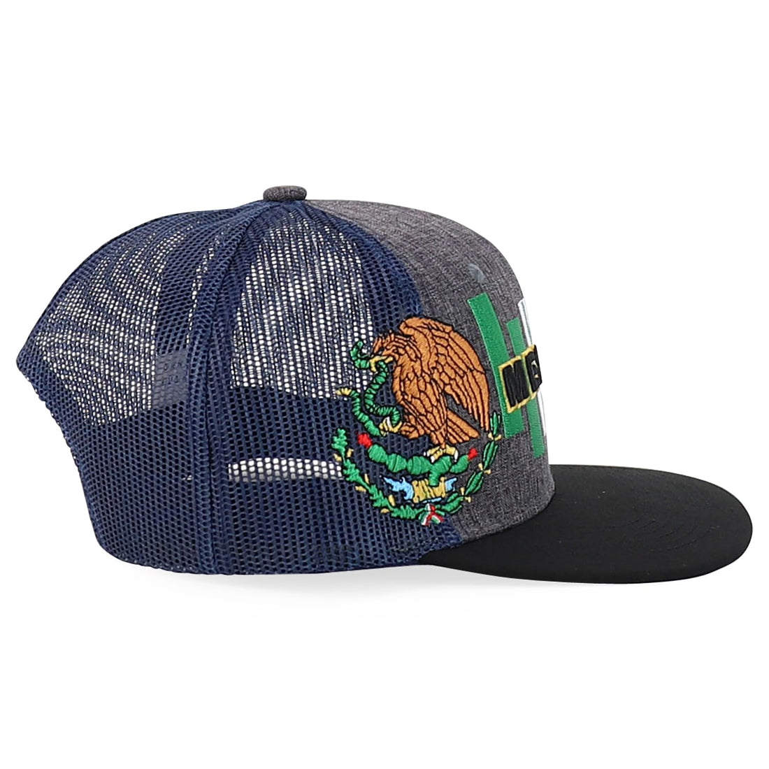 Trendy Apparel Shop 6 Panel Structured 3D Mexico Embroidered Flatbill Snapback Turcker Cap