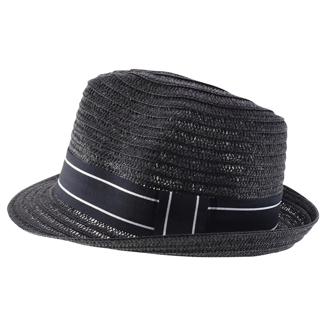 Trendy Apparel Shop Men's Paper Straw Woven Striped Band Stingy Fedora Hat