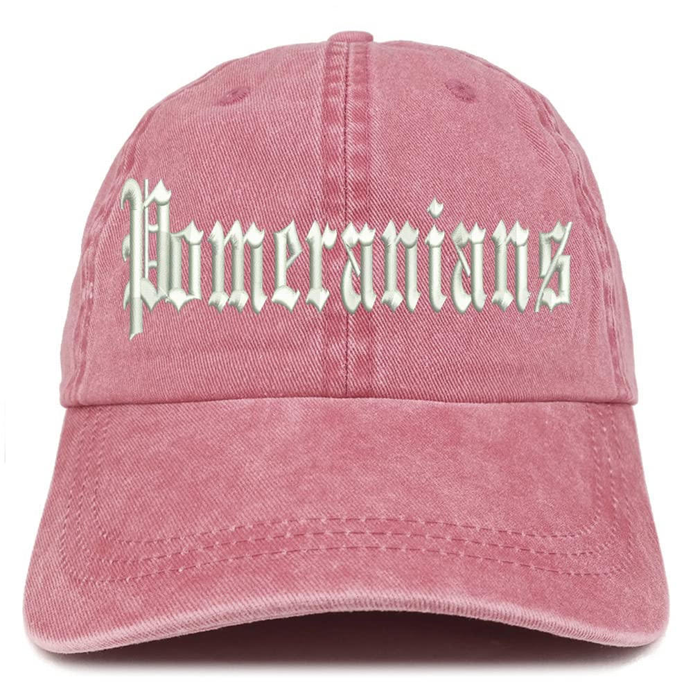 Trendy Apparel Shop Old English Pomeranians Washed Pigment Dyed Baseball Cap