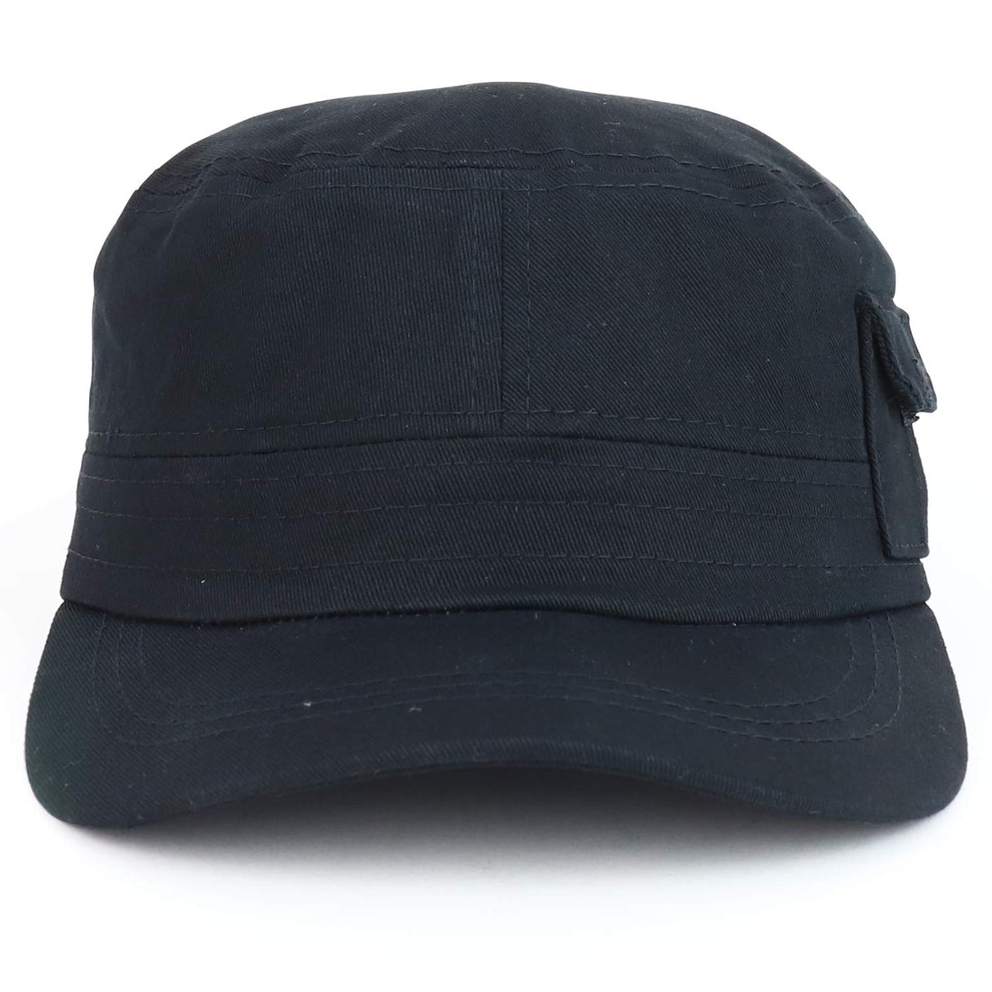 Trendy Apparel Shop Plain Castro Flat Top Style Army Cap with Pocket