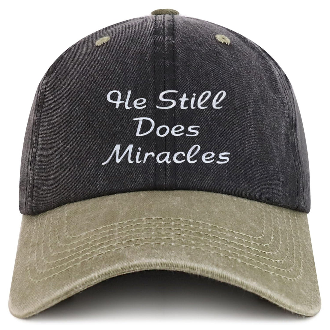 Trendy Apparel Shop He Still Does Miracles Embroidered Pigment Dyed Cotton Baseball Cap