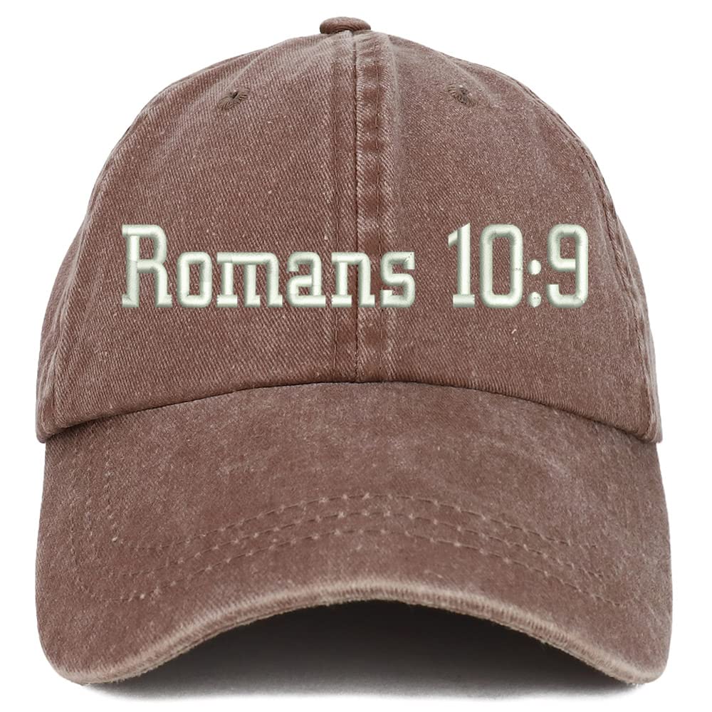 Trendy Apparel Shop Romans 10:9 Washed Pigment Dyed Baseball Cap