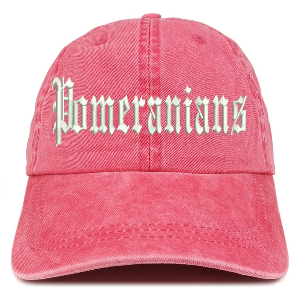 Trendy Apparel Shop Old English Pomeranians Washed Pigment Dyed Baseball Cap